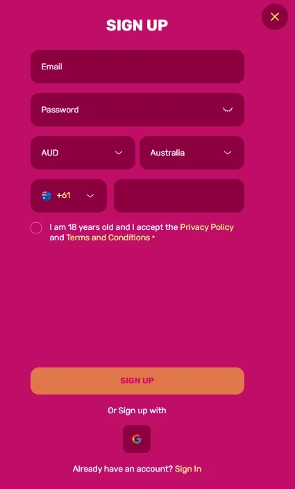 24magic-sign-up-form-with-email-password-currency-country-and-phone-fields